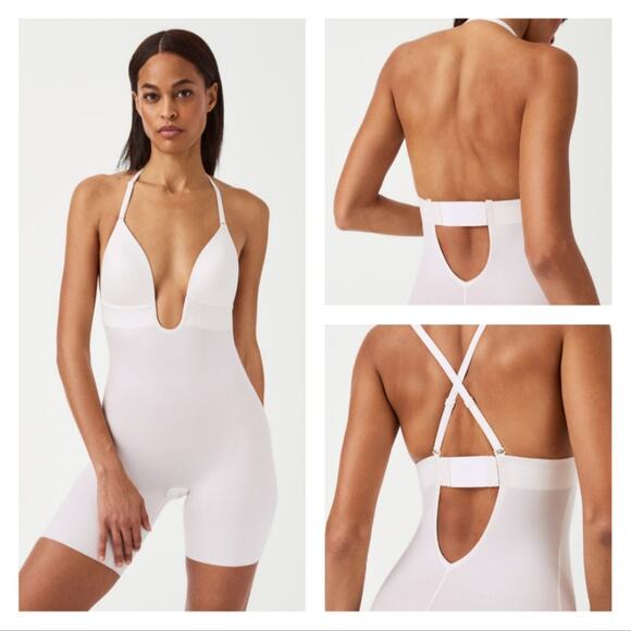 SPANX Suit Your Fancy Plunge Low-Back Mid-Thigh Bodysuit NWT size